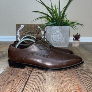 HUGO boss Calf Leather Lace Up Derby Shoes in Brown